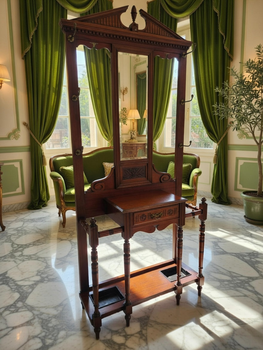 🪞🏛️ Perchero de Madera con Espejo