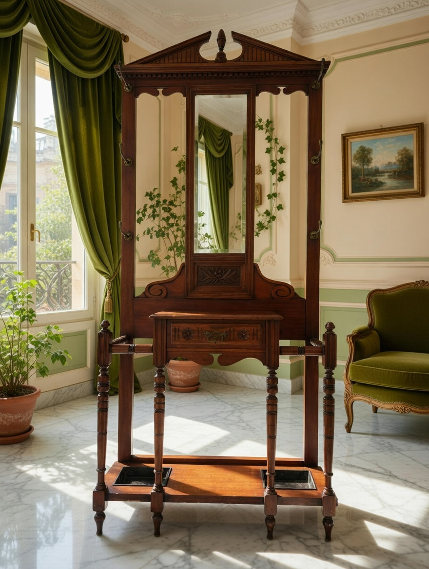 🪞🏛️ Perchero de Madera con Espejo