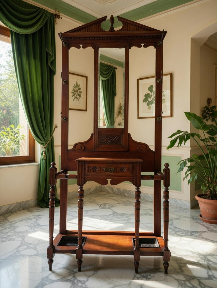 🪞🏛️ Perchero de Madera con Espejo