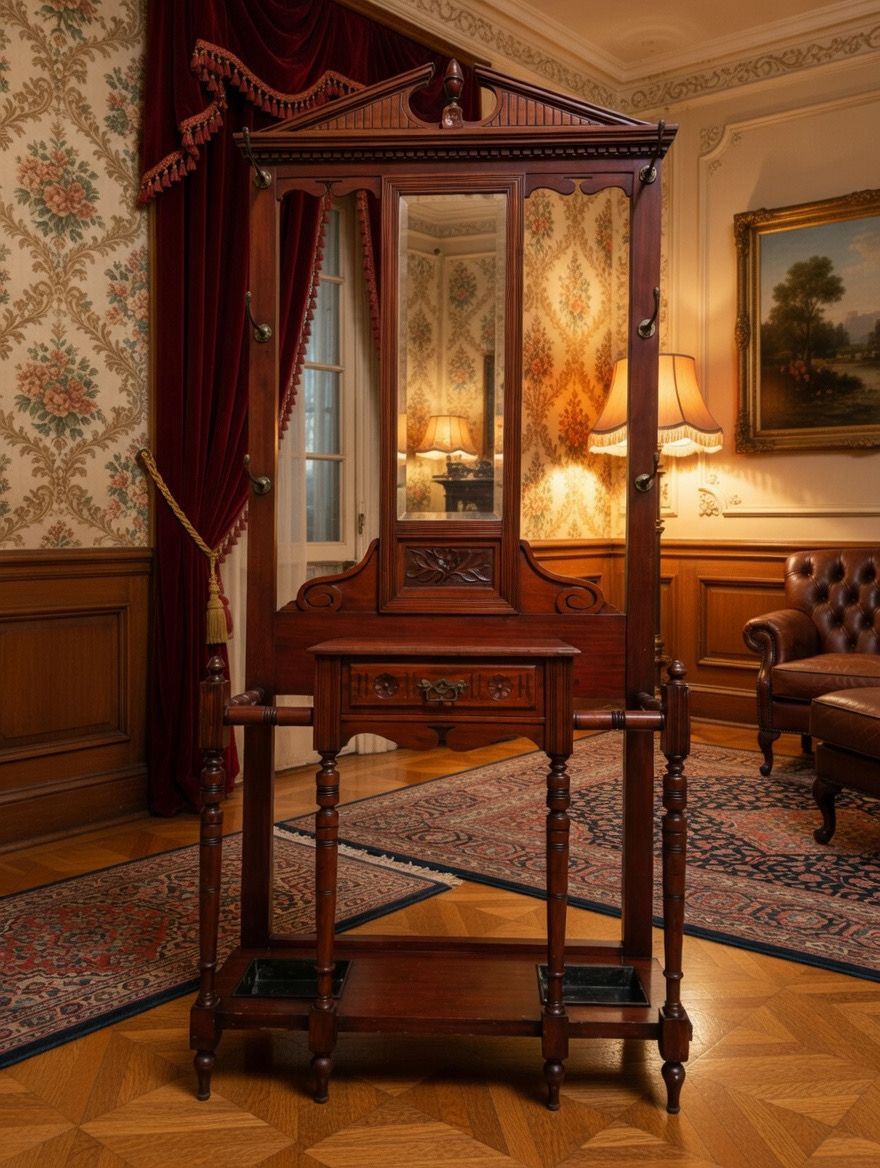 🪞🏛️ Perchero de Madera con Espejo