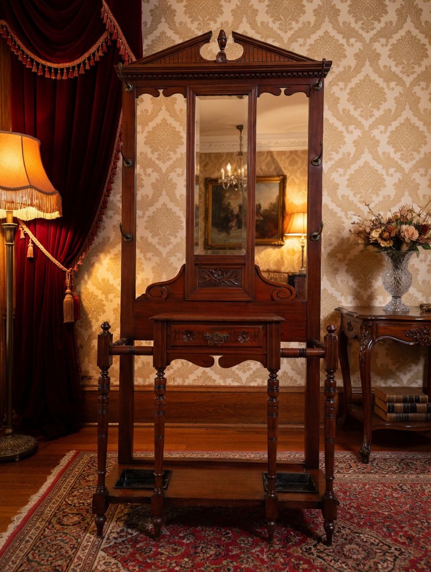 🪞🏛️ Perchero de Madera con Espejo