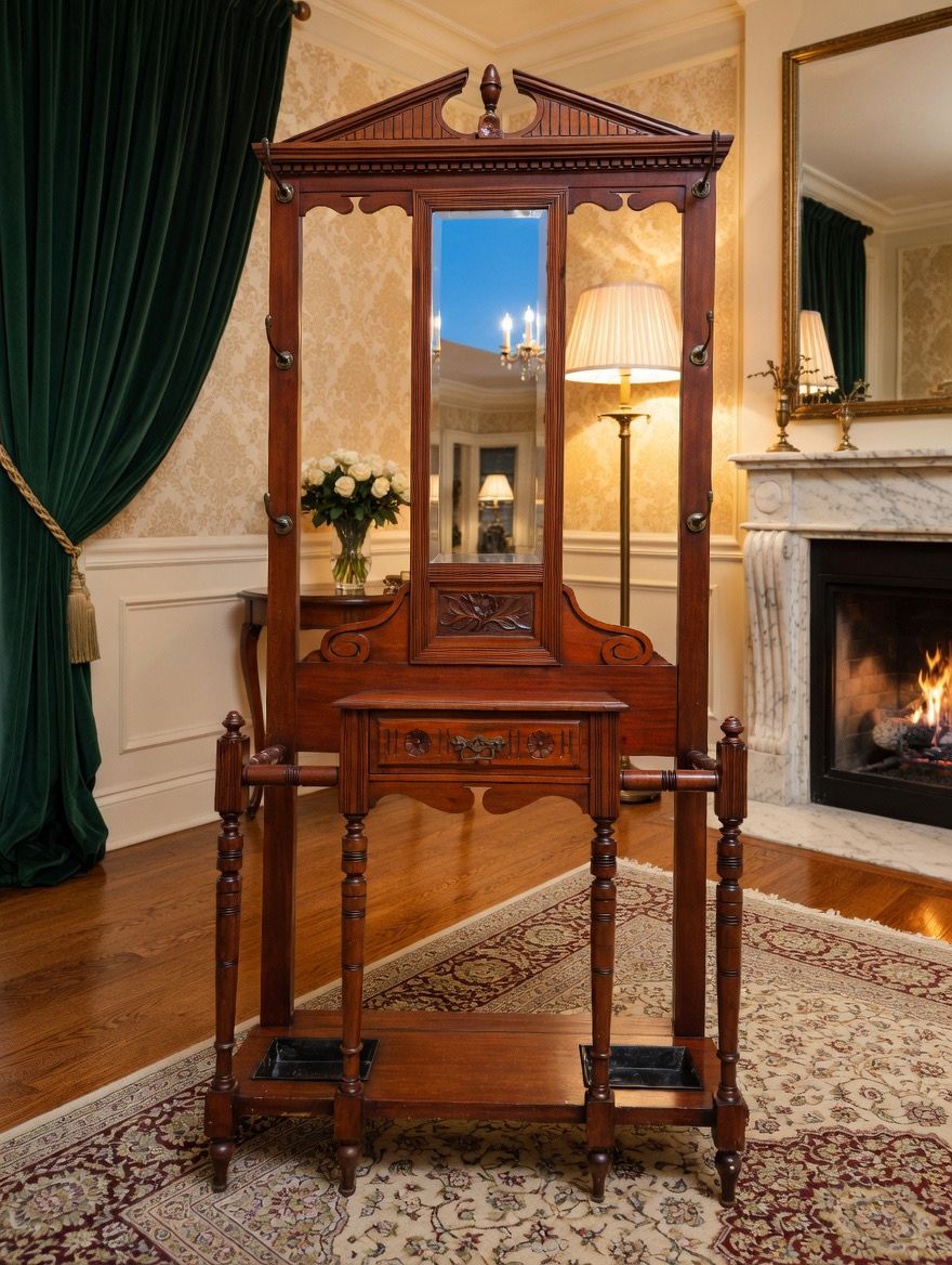 🪞🏛️ Perchero de Madera con Espejo