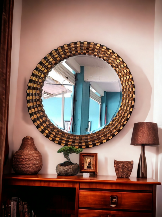 🏰🇫🇷Round Gold Leaf Mirror! 🇫🇷🏰