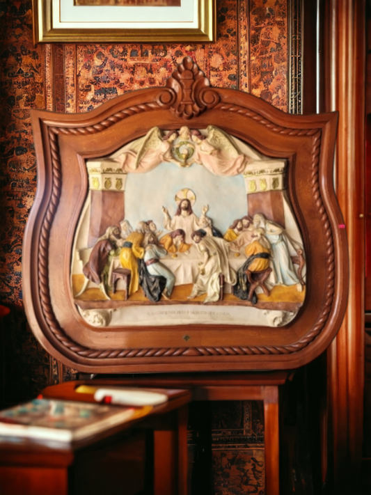 ✨The Last Supper Painting with Elegant Mahogany Frame✨