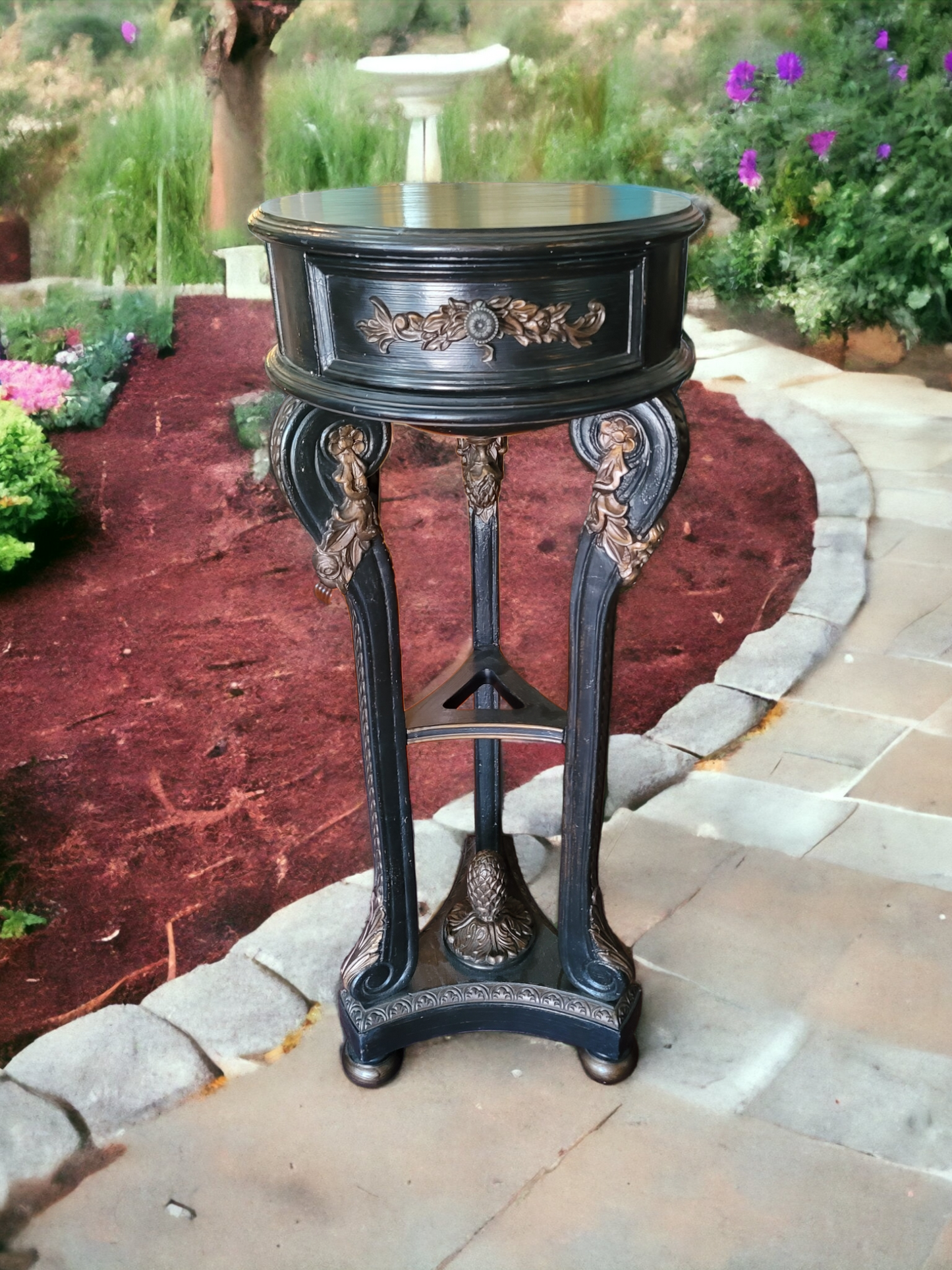 Wooden Pedestal with Integrated Drawer