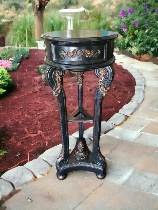 Wooden Pedestal with Integrated Drawer