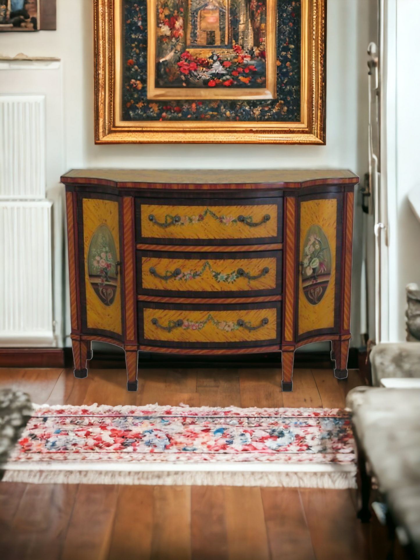 ✨️Super Elegant Hand-Painted Art Decor Cabinet with Wooden Mirror💞
