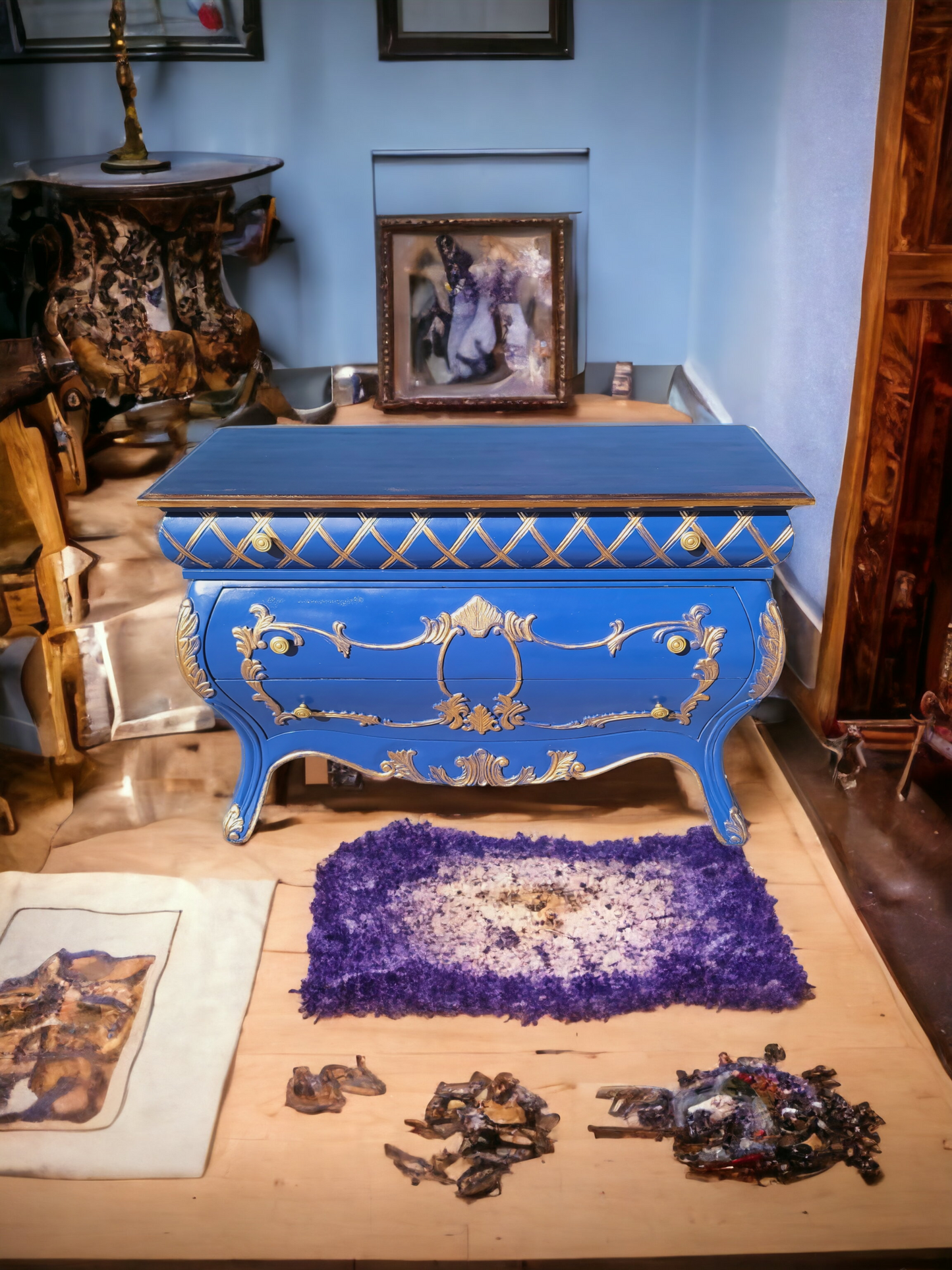 💫🇮🇹 Italian Provincial Bombe in Ultramarine Blue and Gold Tones 🇮🇹💫