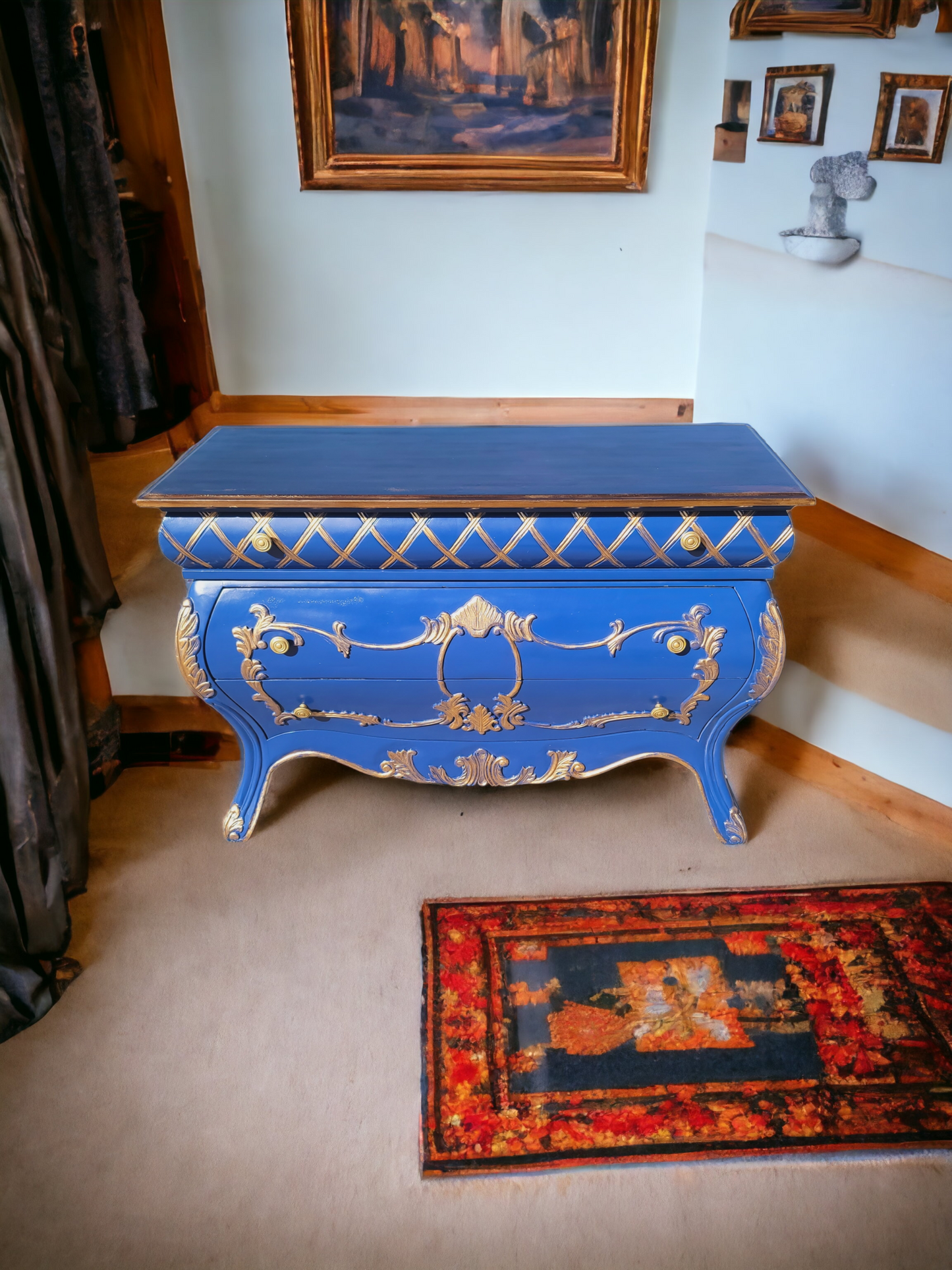 💫🇮🇹 Italian Provincial Bombe in Ultramarine Blue and Gold Tones 🇮🇹💫