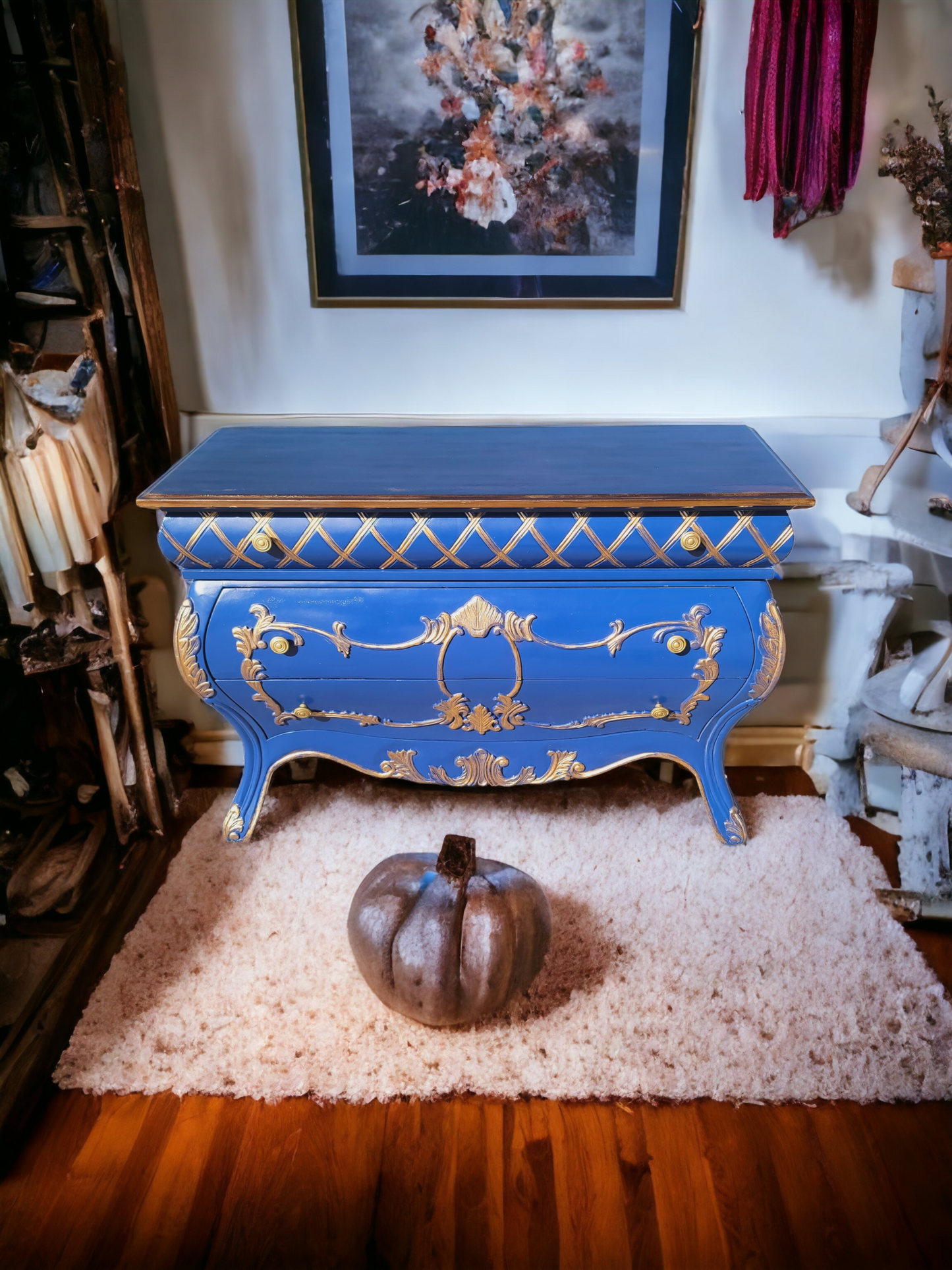 💫🇮🇹 Italian Provincial Bombe in Ultramarine Blue and Gold Tones 🇮🇹💫