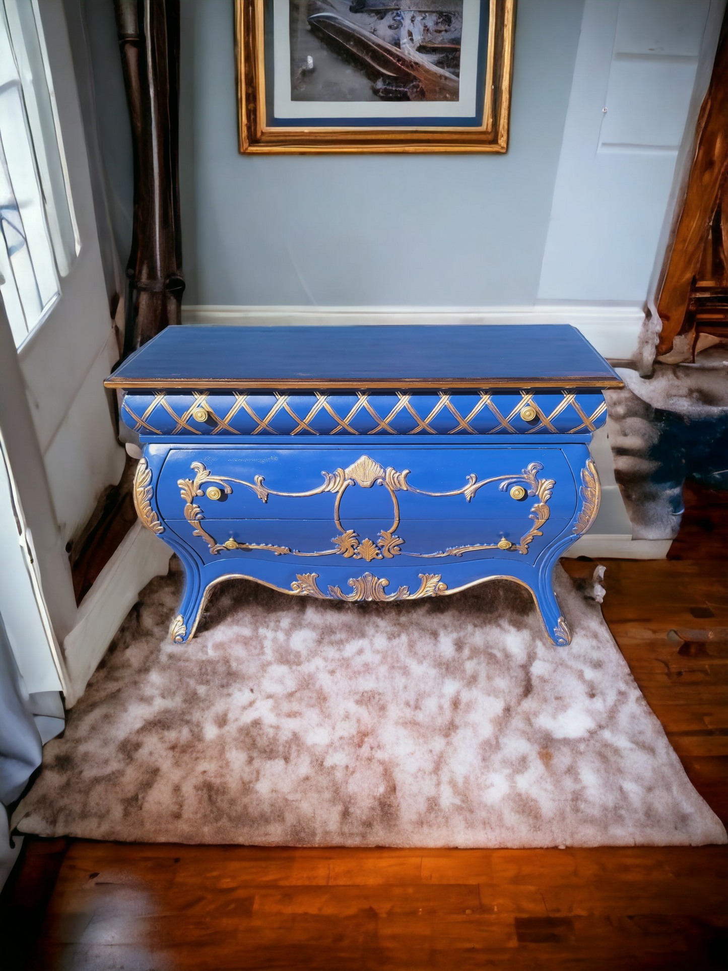 💫🇮🇹 Italian Provincial Bombe in Ultramarine Blue and Gold Tones 🇮🇹💫