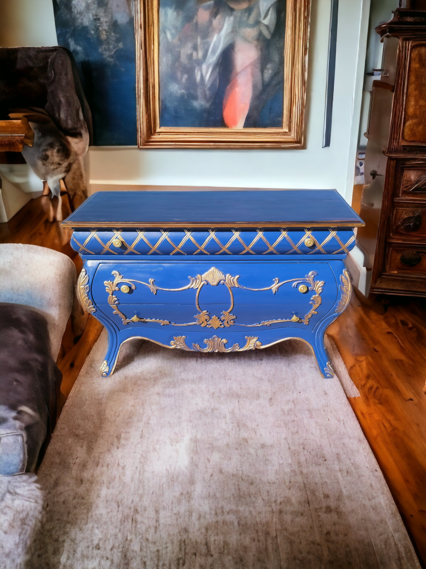 💫🇮🇹 Italian Provincial Bombe in Ultramarine Blue and Gold Tones 🇮🇹💫