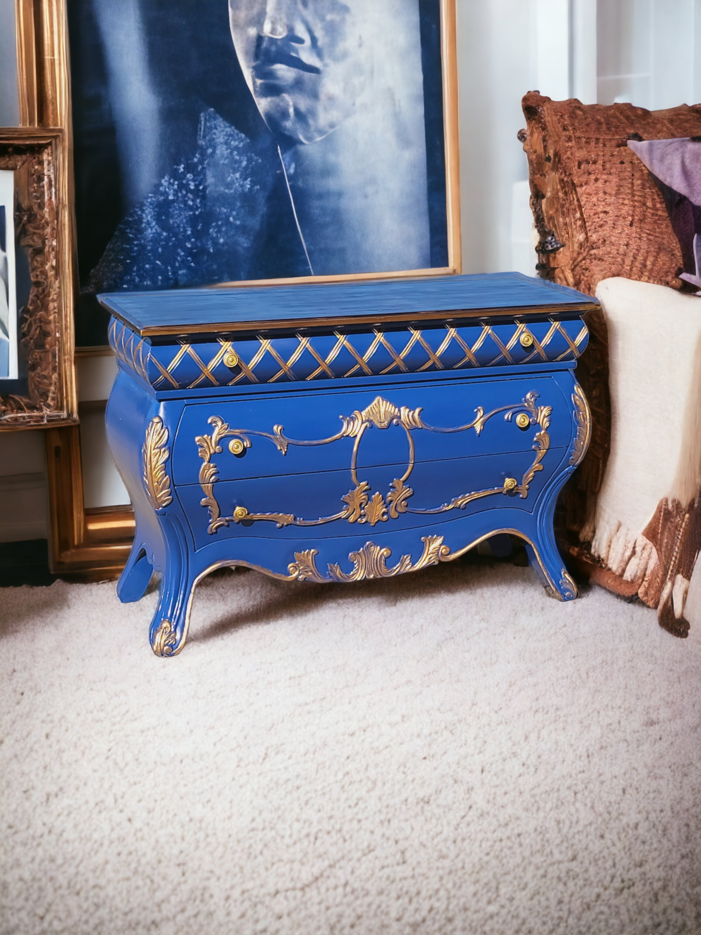 💫🇮🇹 Italian Provincial Bombe in Ultramarine Blue and Gold Tones 🇮🇹💫