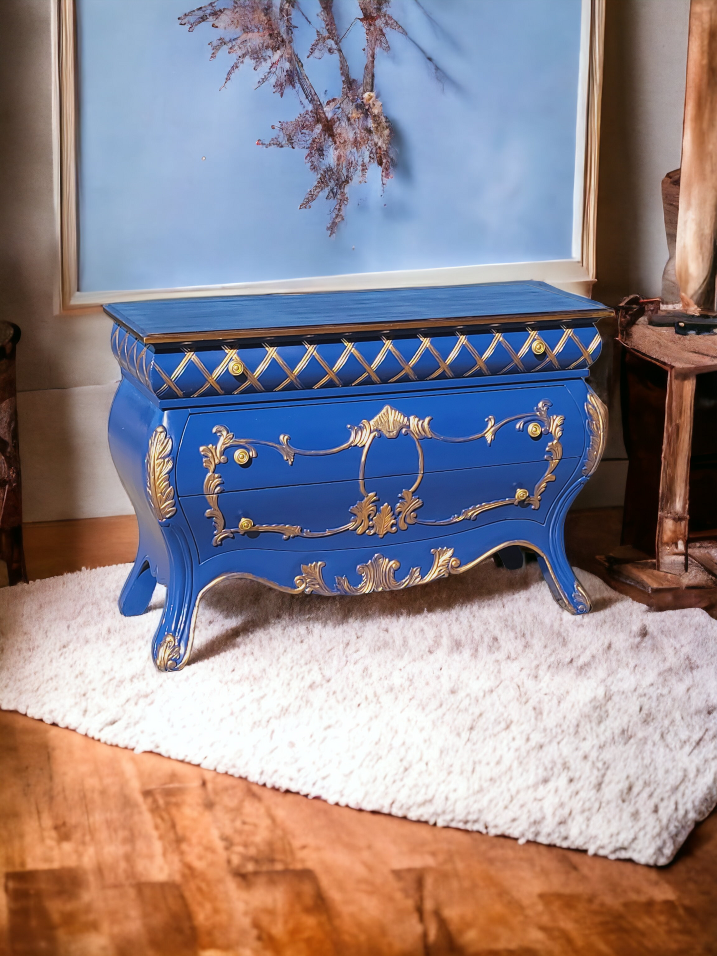 💫🇮🇹 Italian Provincial Bombe in Ultramarine Blue and Gold Tones 🇮🇹💫