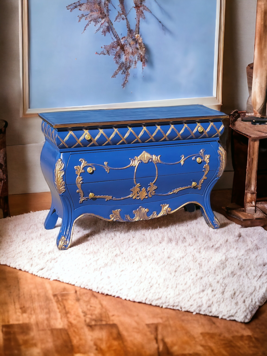 💫🇮🇹 Italian Provincial Bombe in Ultramarine Blue and Gold Tones 🇮🇹💫