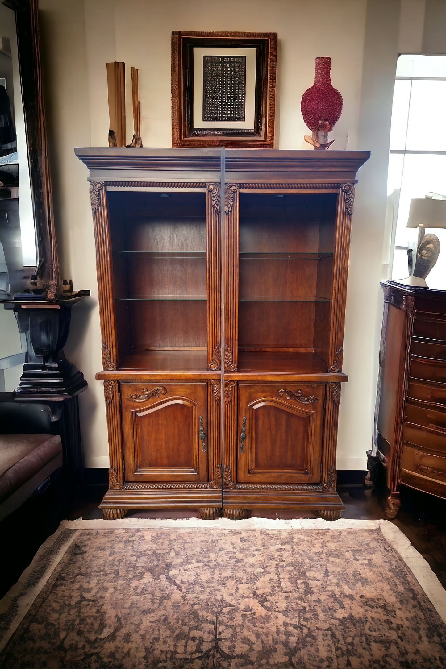 ✨📚 Elegant 2-Piece Colonial Bookcase at Rosarito Antiques 📚✨
