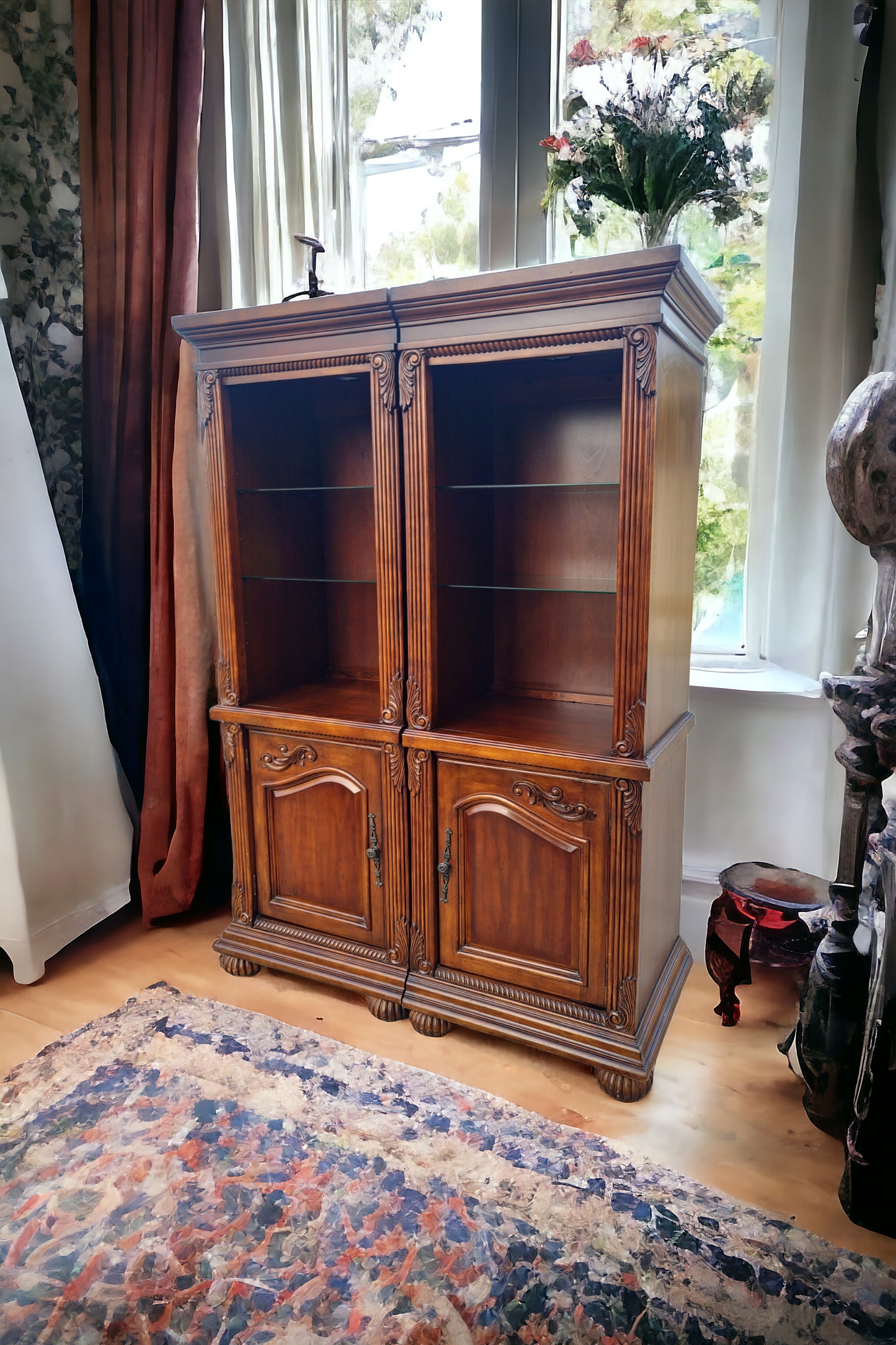 ✨📚 Elegant 2-Piece Colonial Bookcase at Rosarito Antiques 📚✨