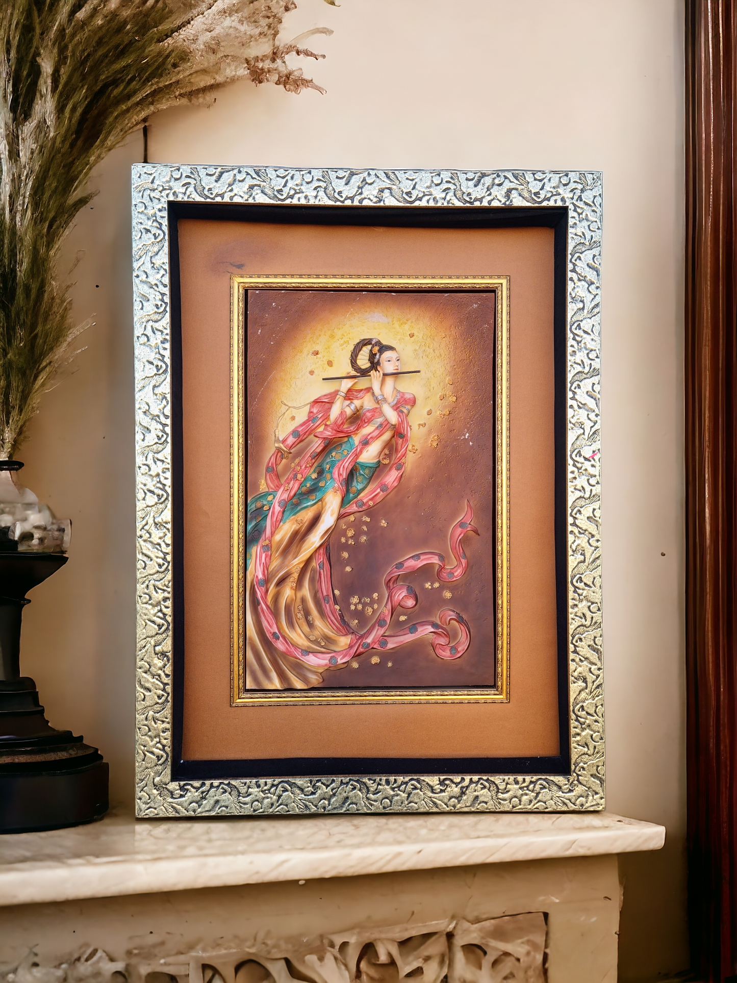 🖼️Cuadro decorativo tridimensional de flautista femenina🏡👩‍🎨