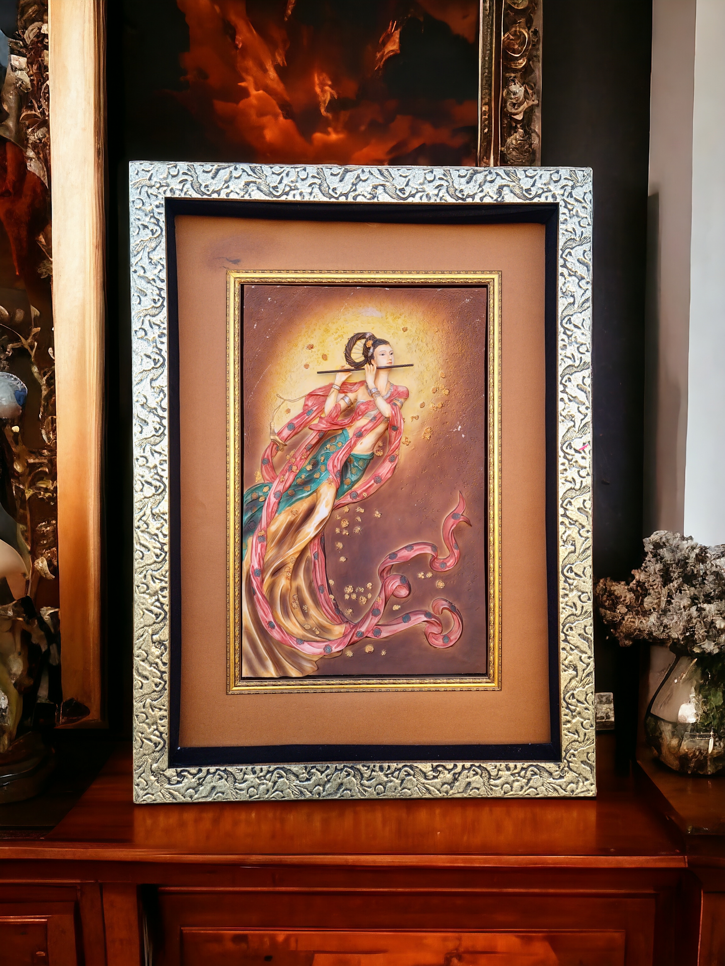 🖼️Cuadro decorativo tridimensional de flautista femenina🏡👩‍🎨