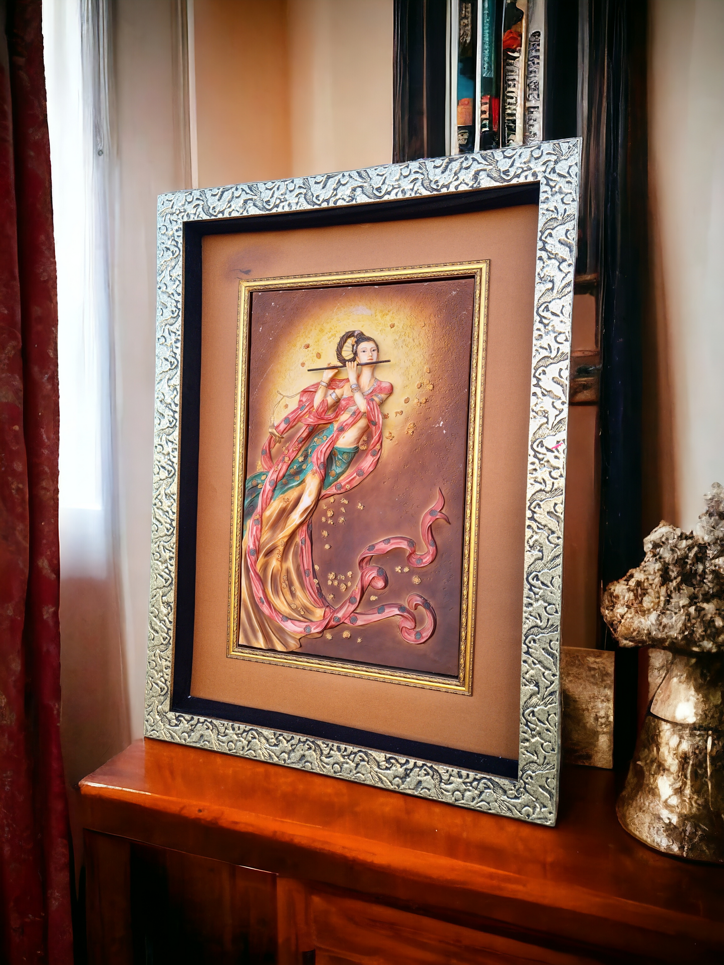 🖼️Cuadro decorativo tridimensional de flautista femenina🏡👩‍🎨