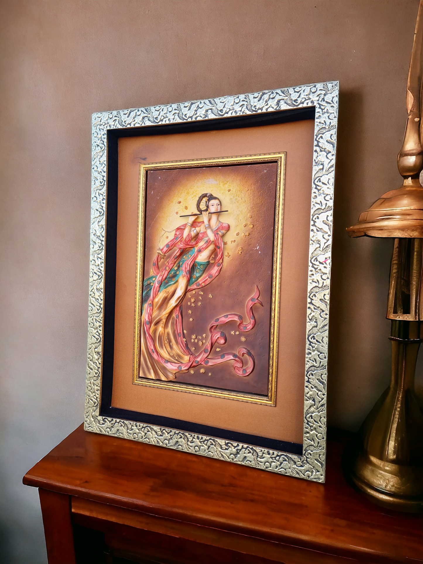 🖼️Cuadro decorativo tridimensional de flautista femenina🏡👩‍🎨