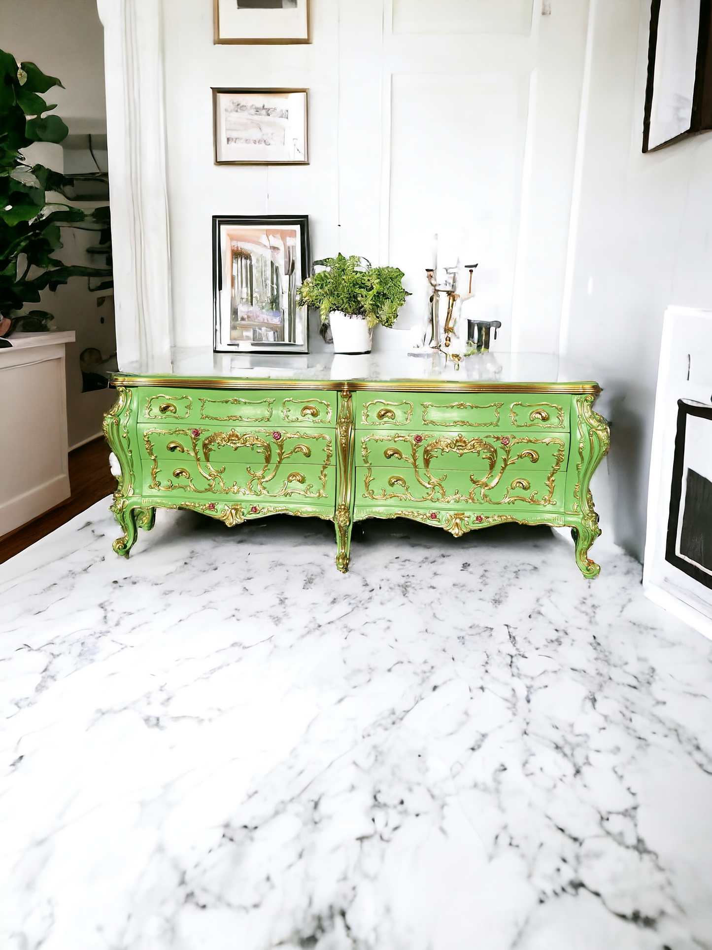 ✨Antique Chest of Drawers from the Early 1920s with Green Onyx Marble Top: A Treasure of Elegance at Rosarito Antiques✨