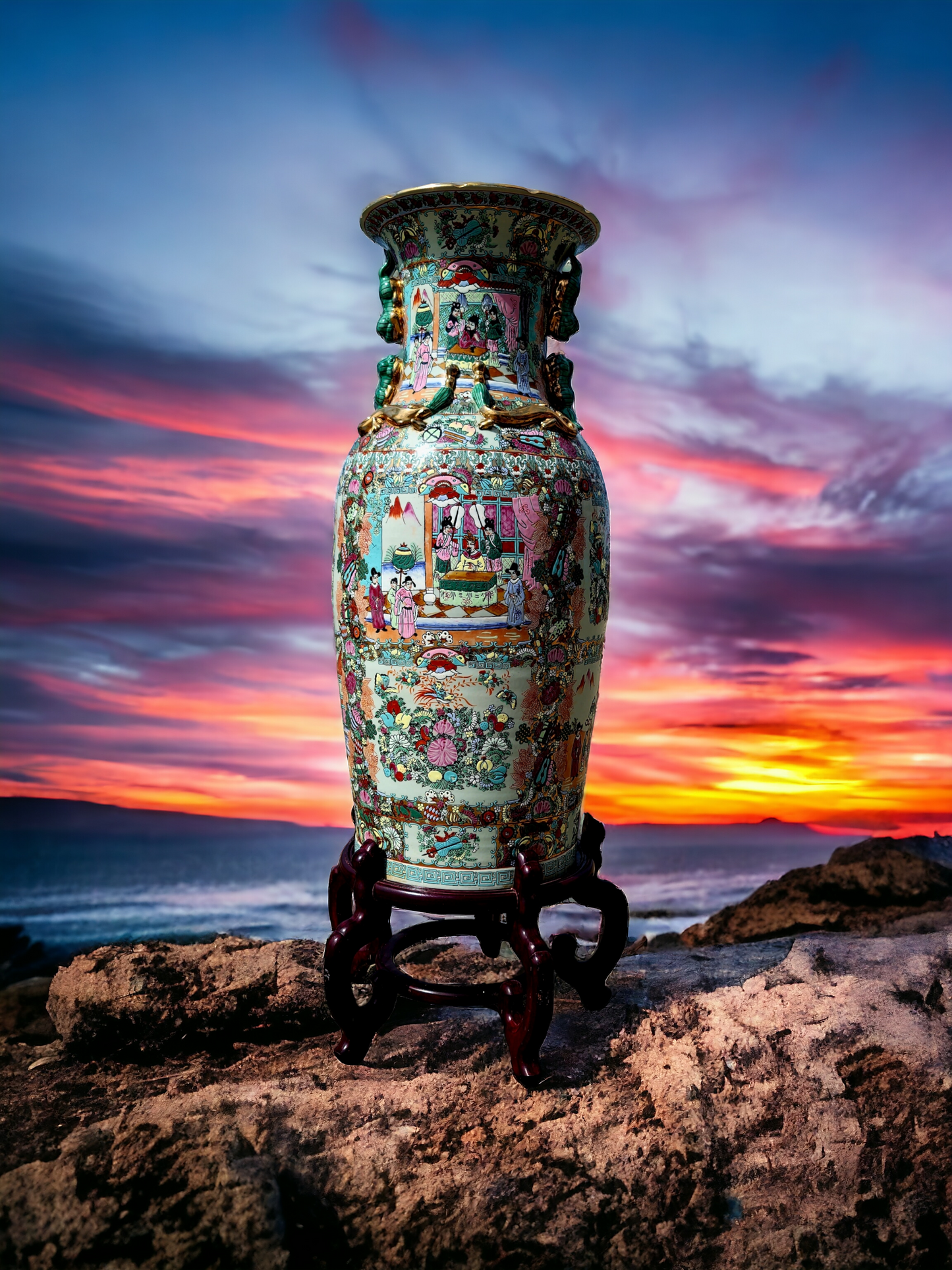 🎎🏮 🇨🇳¡Jarrones Chinos juego de 2 piezas - Calidad de museo Aproximadamente 250 años de antiguedad ! 🏮🎎🇨🇳