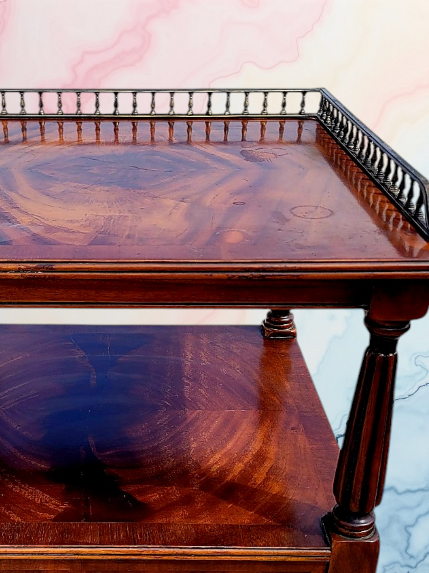 ✨Mesa Auxiliar de Caoba Mid-century Hollywood Regency✨