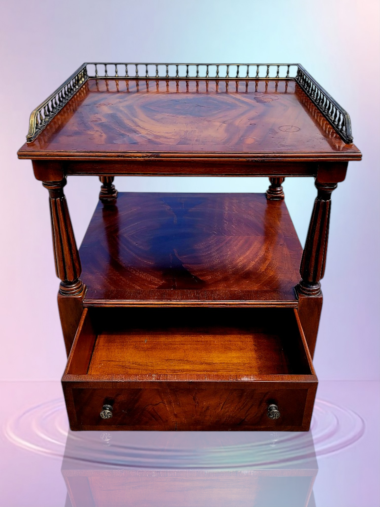 ✨Mesa Auxiliar de Caoba Mid-century Hollywood Regency✨