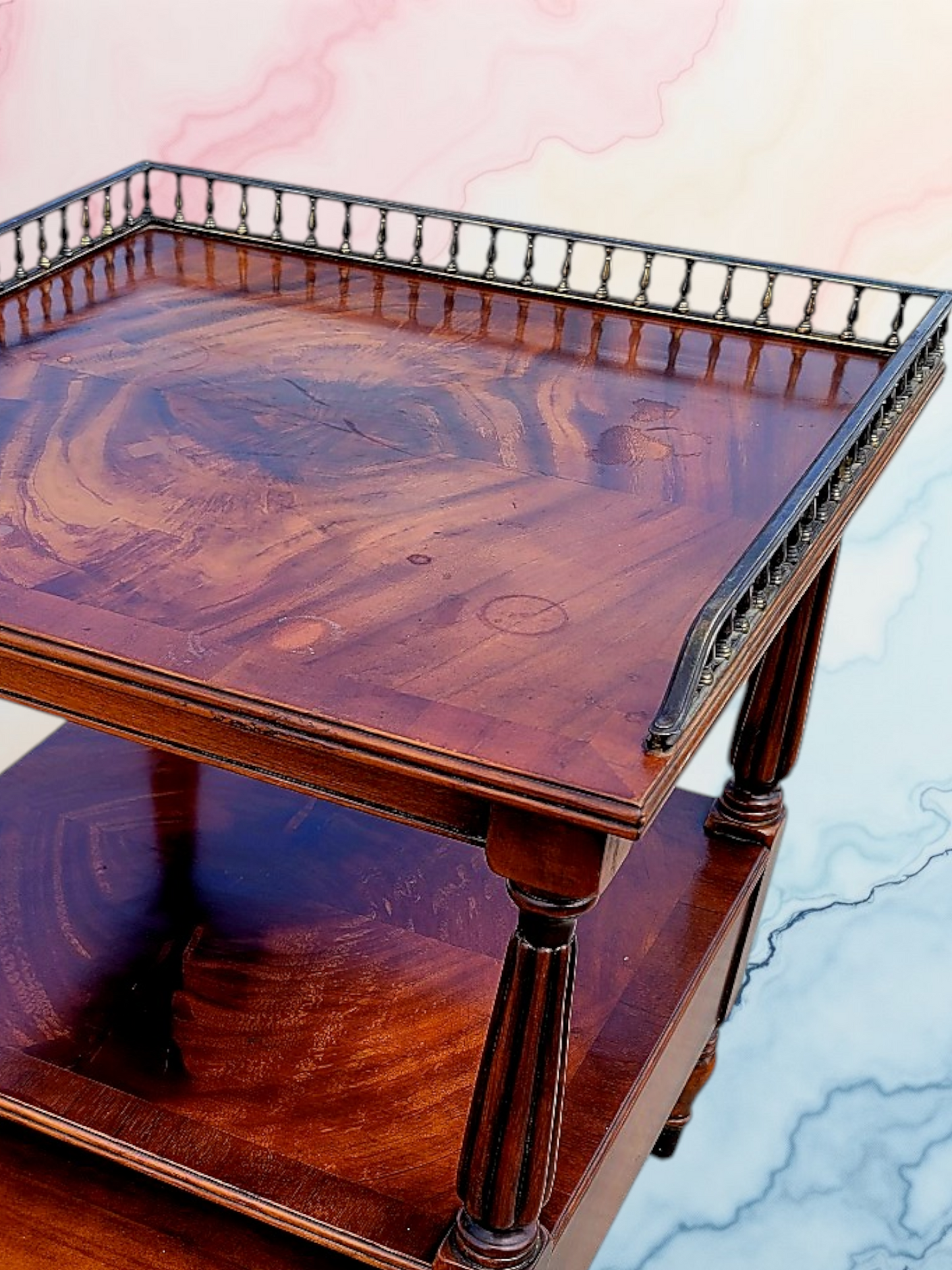 ✨Mesa Auxiliar de Caoba Mid-century Hollywood Regency✨