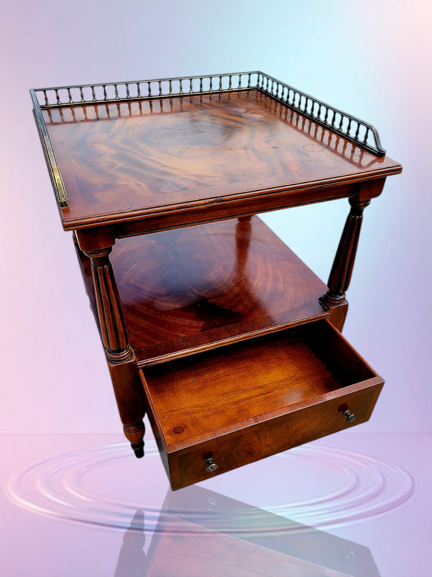 ✨Mesa Auxiliar de Caoba Mid-century Hollywood Regency✨