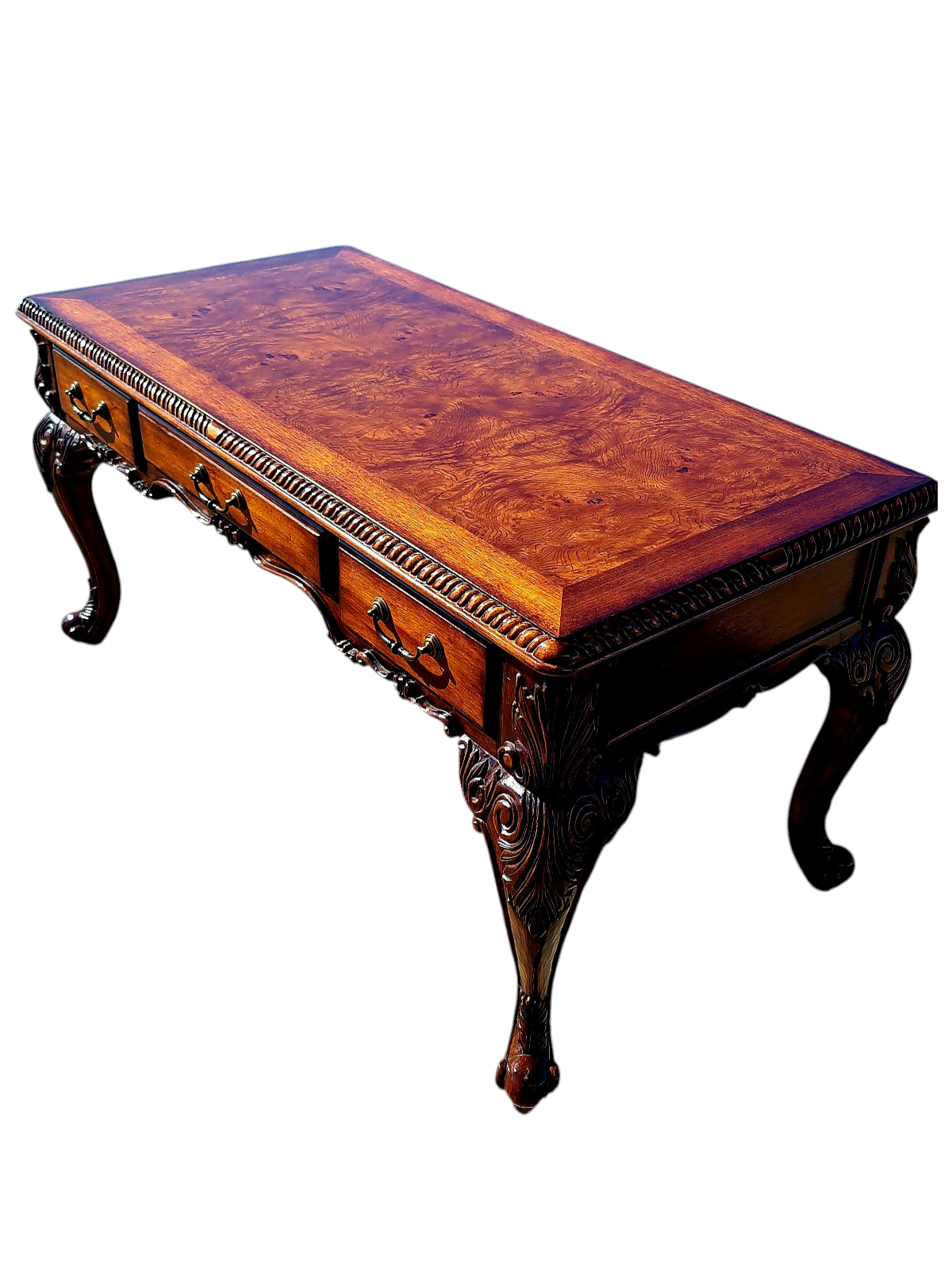 Walnut Executive Desk with Leather Upholstered Chair