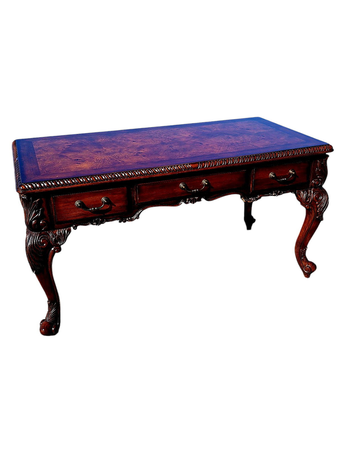 Walnut Executive Desk with Leather Upholstered Chair
