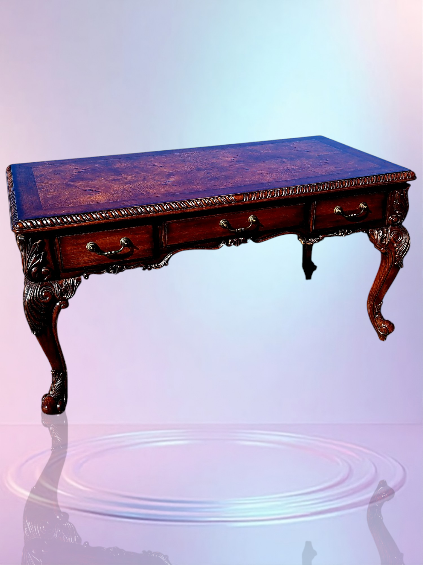 Walnut Executive Desk with Leather Upholstered Chair