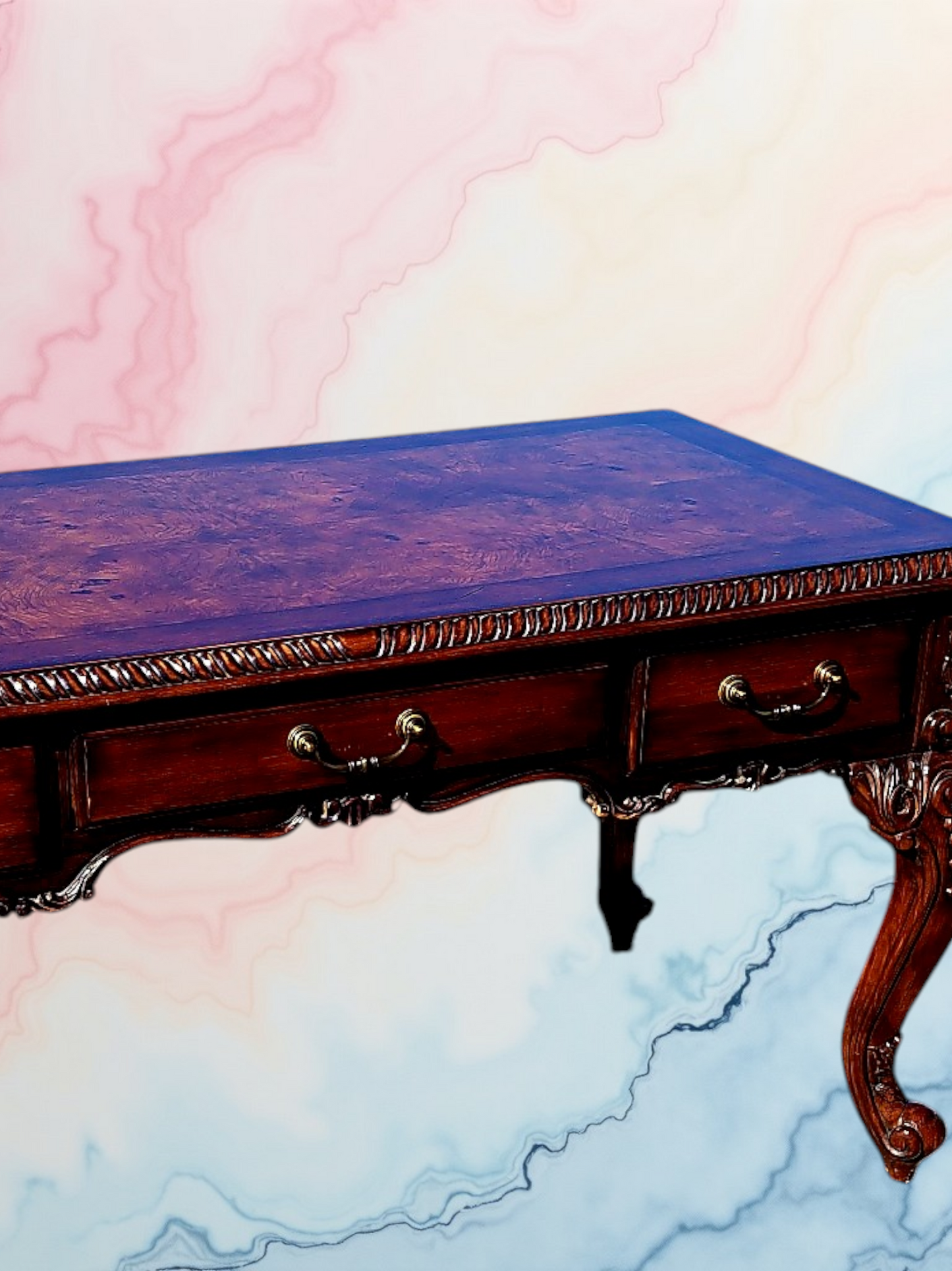 Walnut Executive Desk with Leather Upholstered Chair