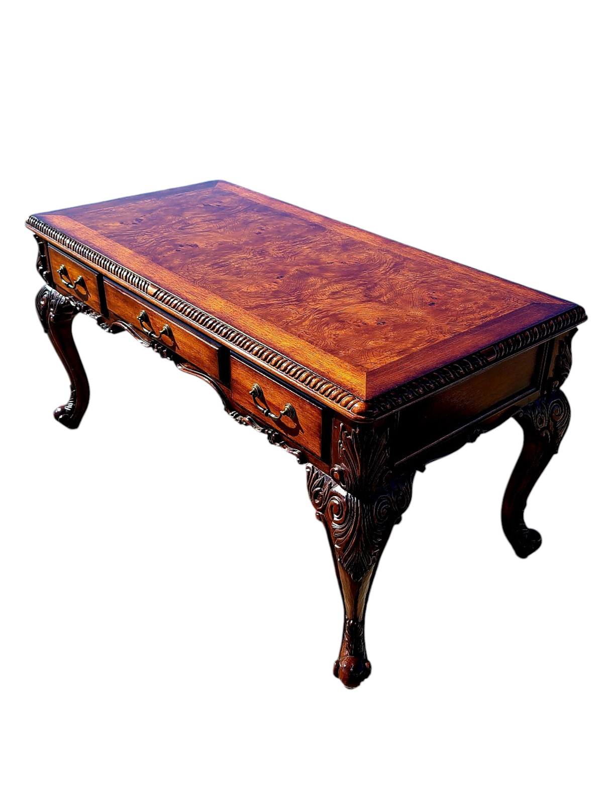 Walnut Executive Desk with Leather Upholstered Chair