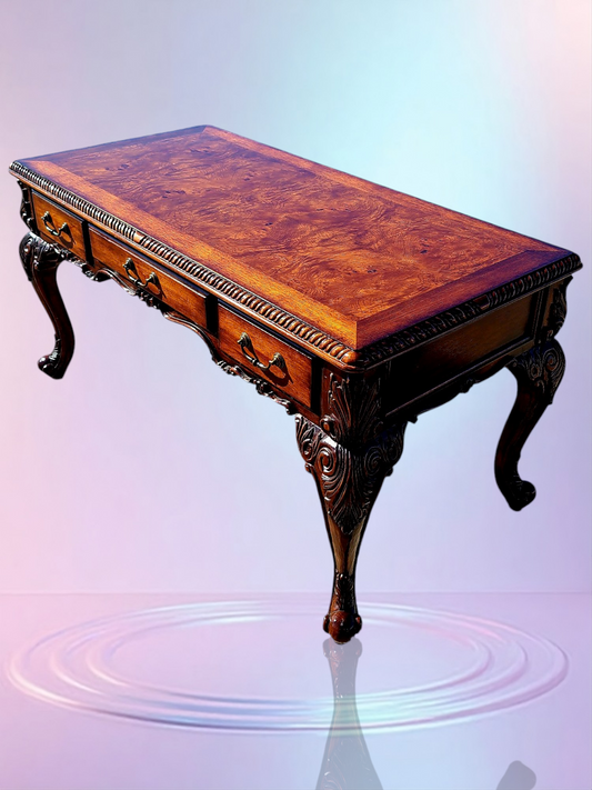 Walnut Executive Desk with Leather Upholstered Chair