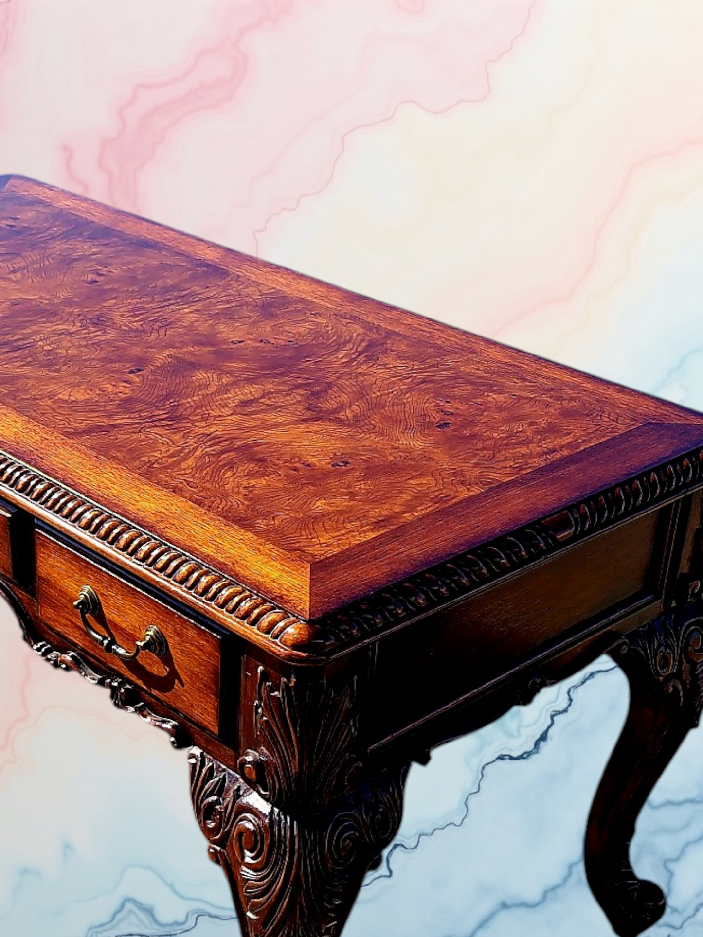 Walnut Executive Desk with Leather Upholstered Chair
