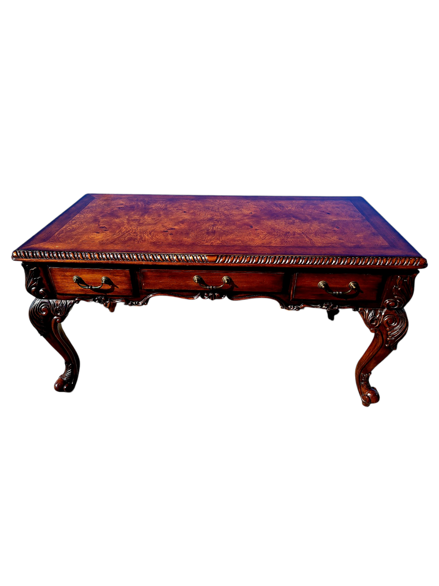 Walnut Executive Desk with Leather Upholstered Chair