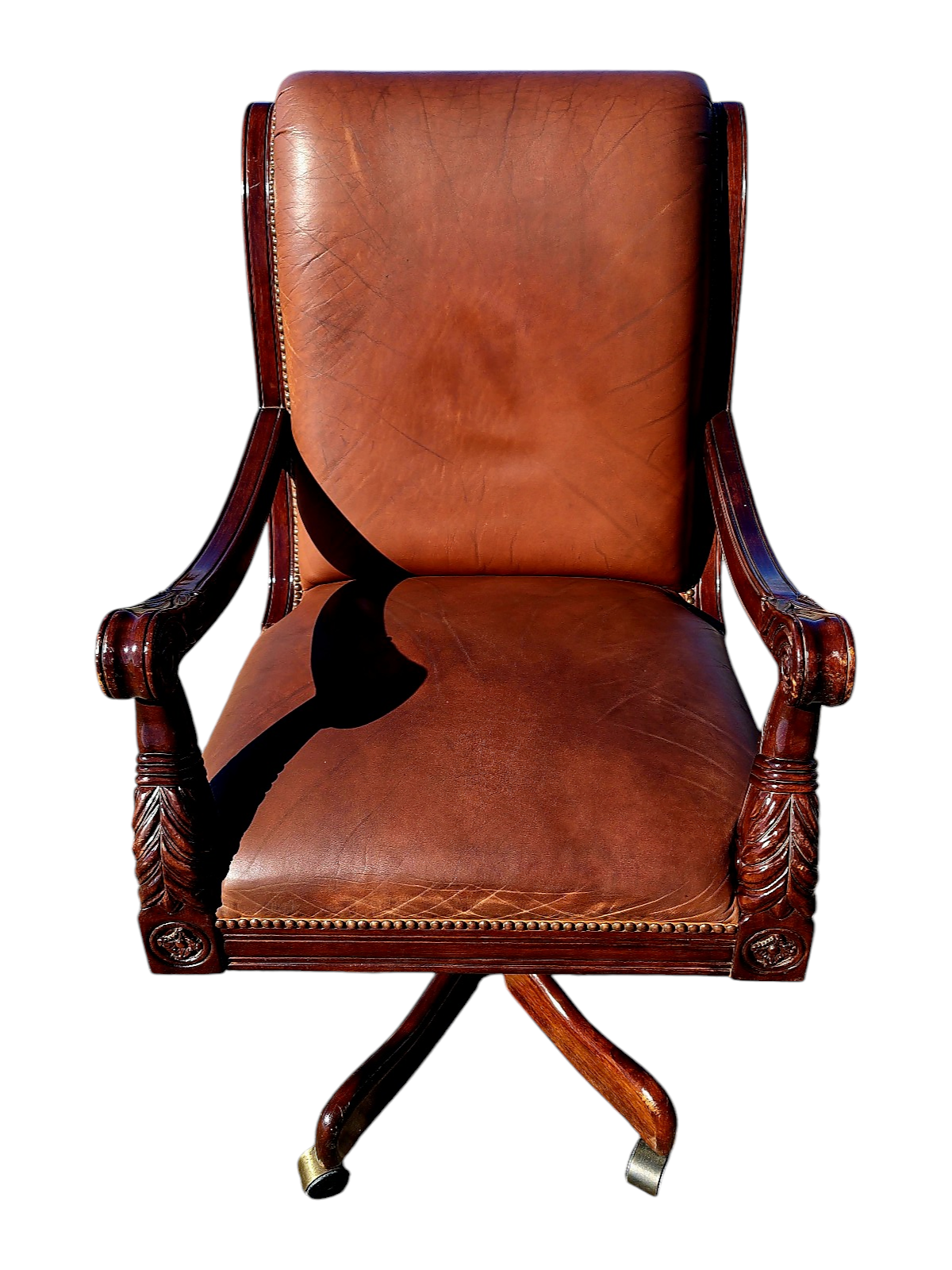 Walnut Executive Desk with Leather Upholstered Chair
