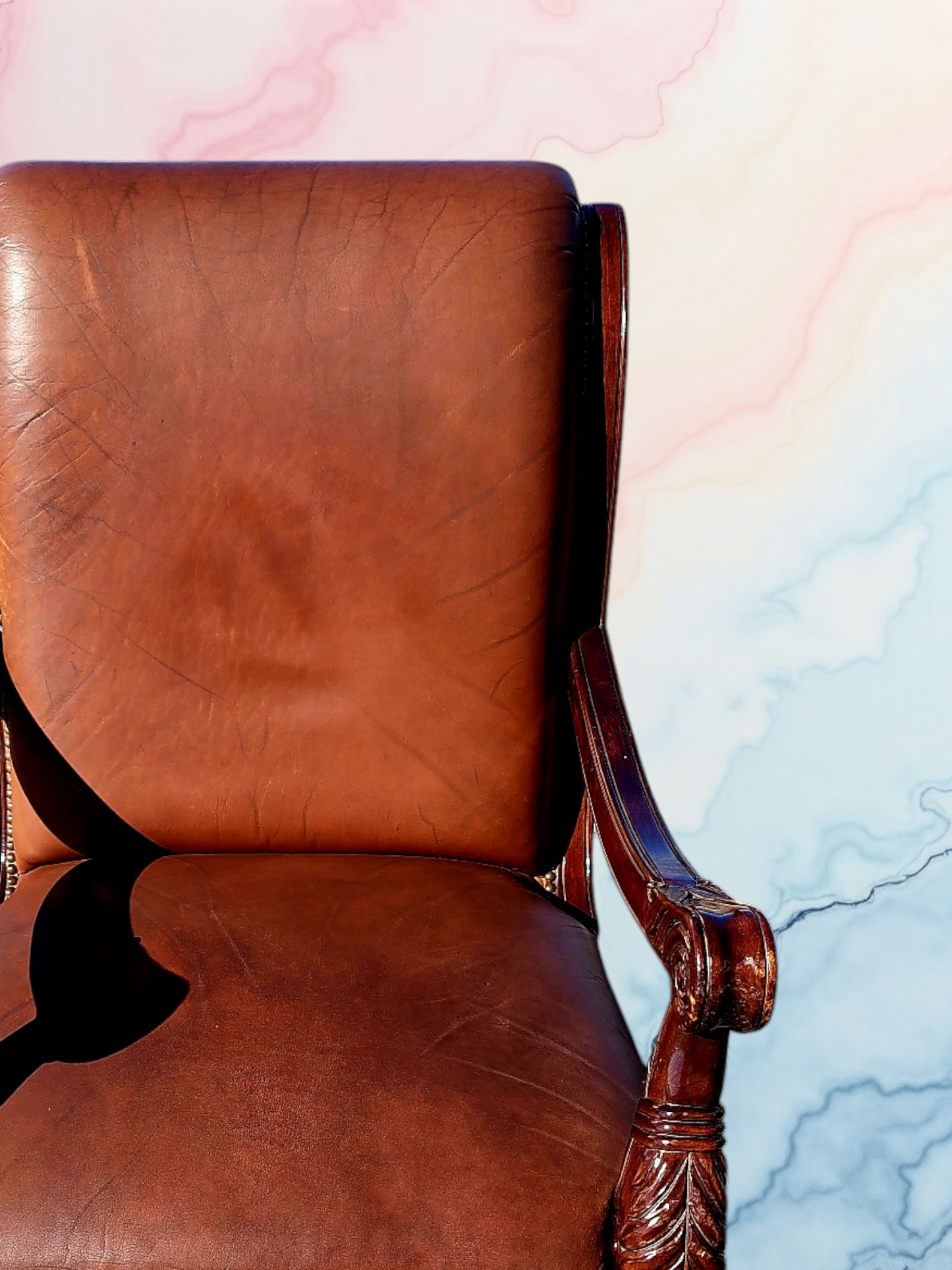 Walnut Executive Desk with Leather Upholstered Chair