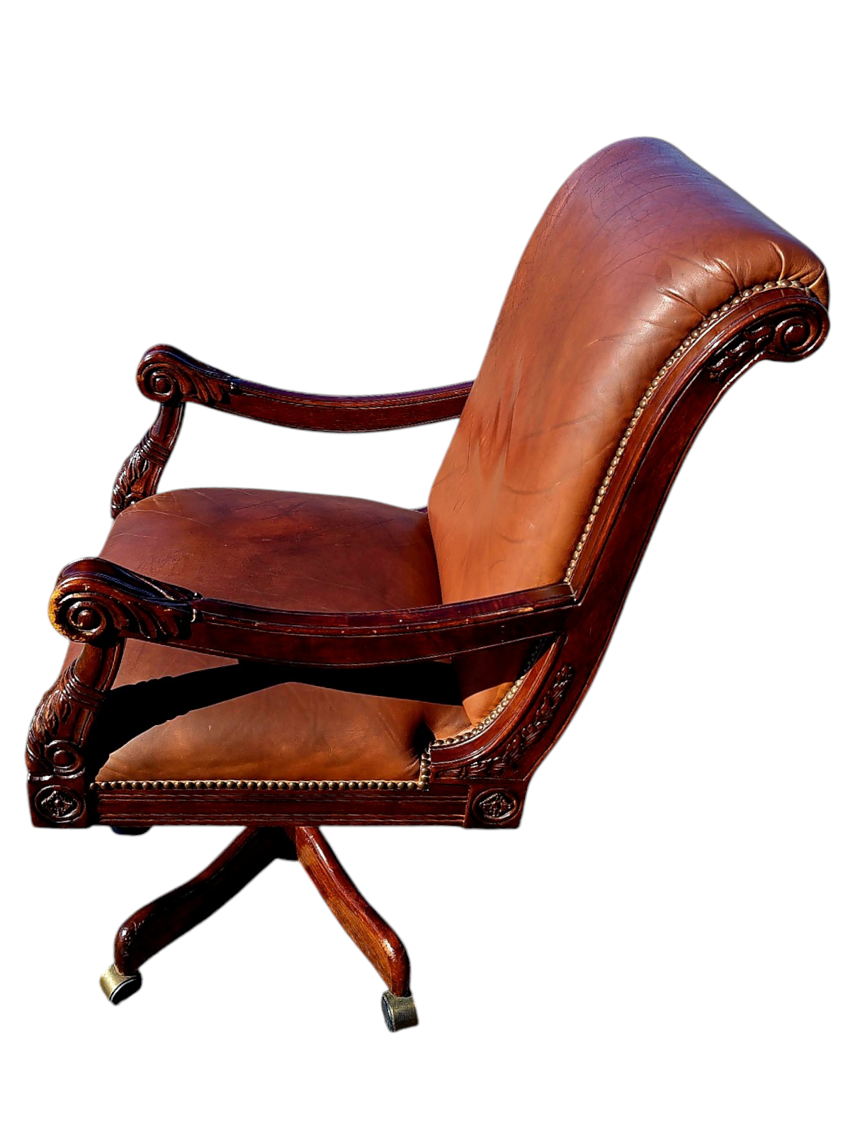 Walnut Executive Desk with Leather Upholstered Chair