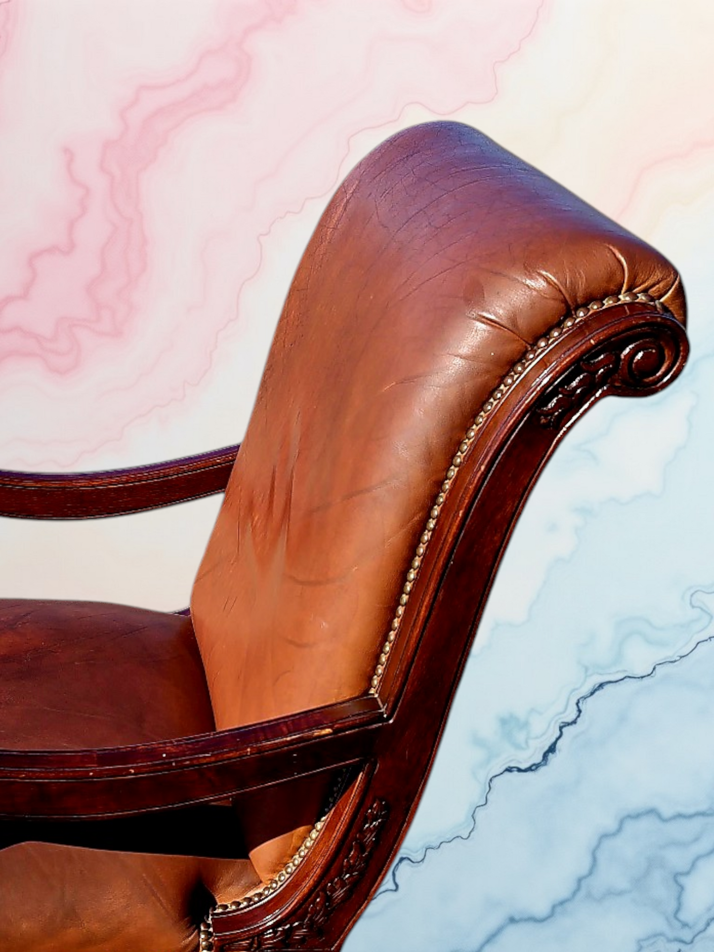 Walnut Executive Desk with Leather Upholstered Chair