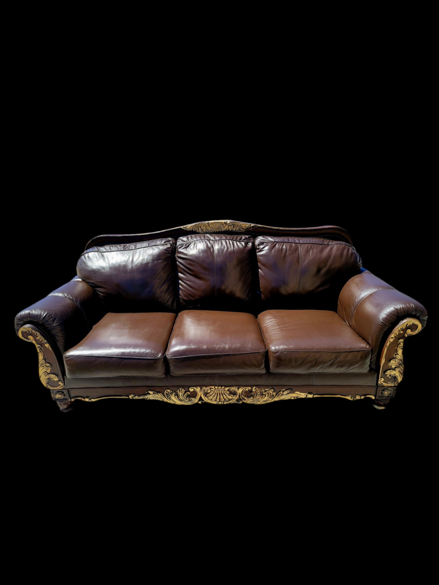 🛋️ 🌟 ¡Liquidacion Sala Tradicional De Piel De 3 Piezas, Con Marco De Madera! 🌟🛋️