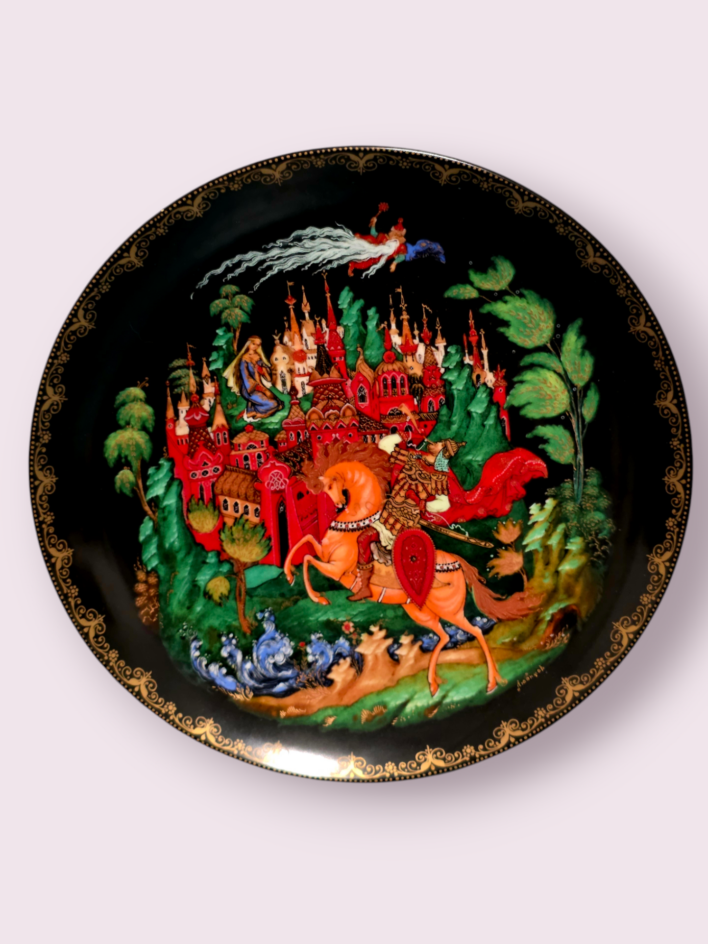 🐎 Colección de Platos de Porcelana Pintados a Mano – Fantasía, Nobleza y Leyenda👑