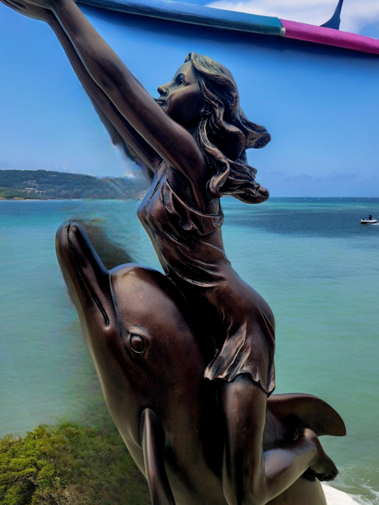 ✨🐬 🌟 Tall Lamp with Dolphin and Woman Sculpture✨🐬 Available only at Rosarito Antiques!🛍️