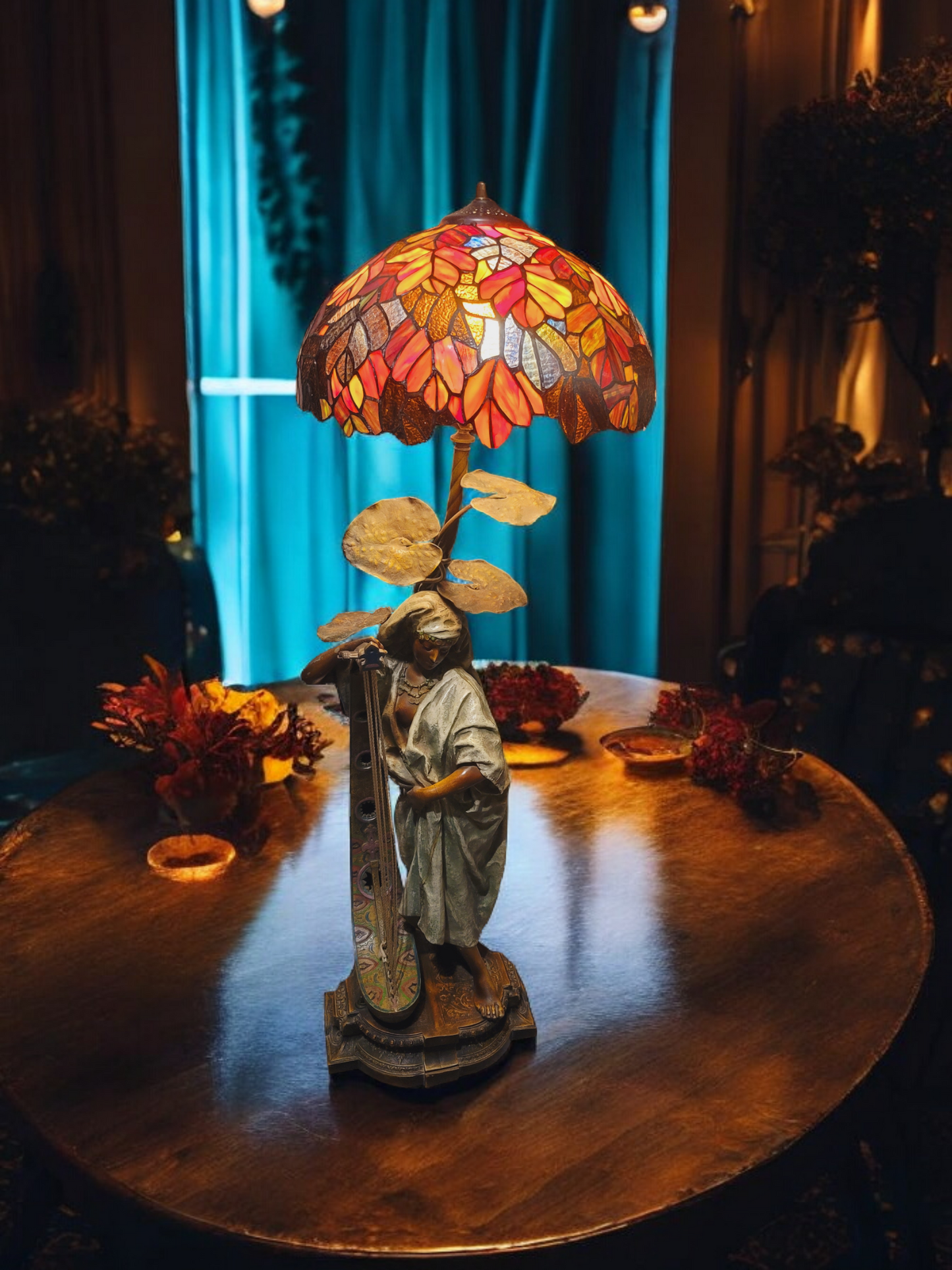 🔱Escultura De Bronce "Jeune Harpiste Arabique" de Louis Hottot - Una Obra Maestra en Venta🔱