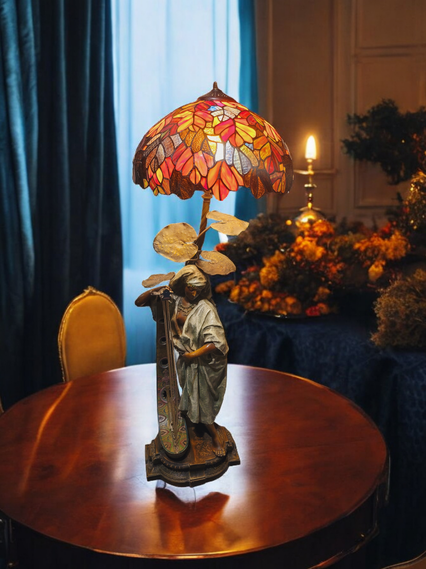 🔱Escultura De Bronce "Jeune Harpiste Arabique" de Louis Hottot - Una Obra Maestra en Venta🔱