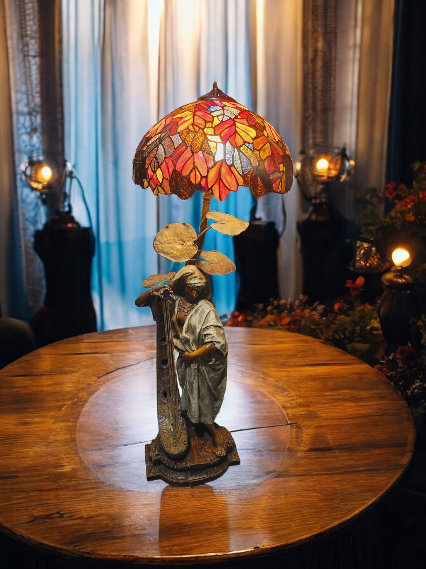 🔱Escultura De Bronce "Jeune Harpiste Arabique" de Louis Hottot - Una Obra Maestra en Venta🔱
