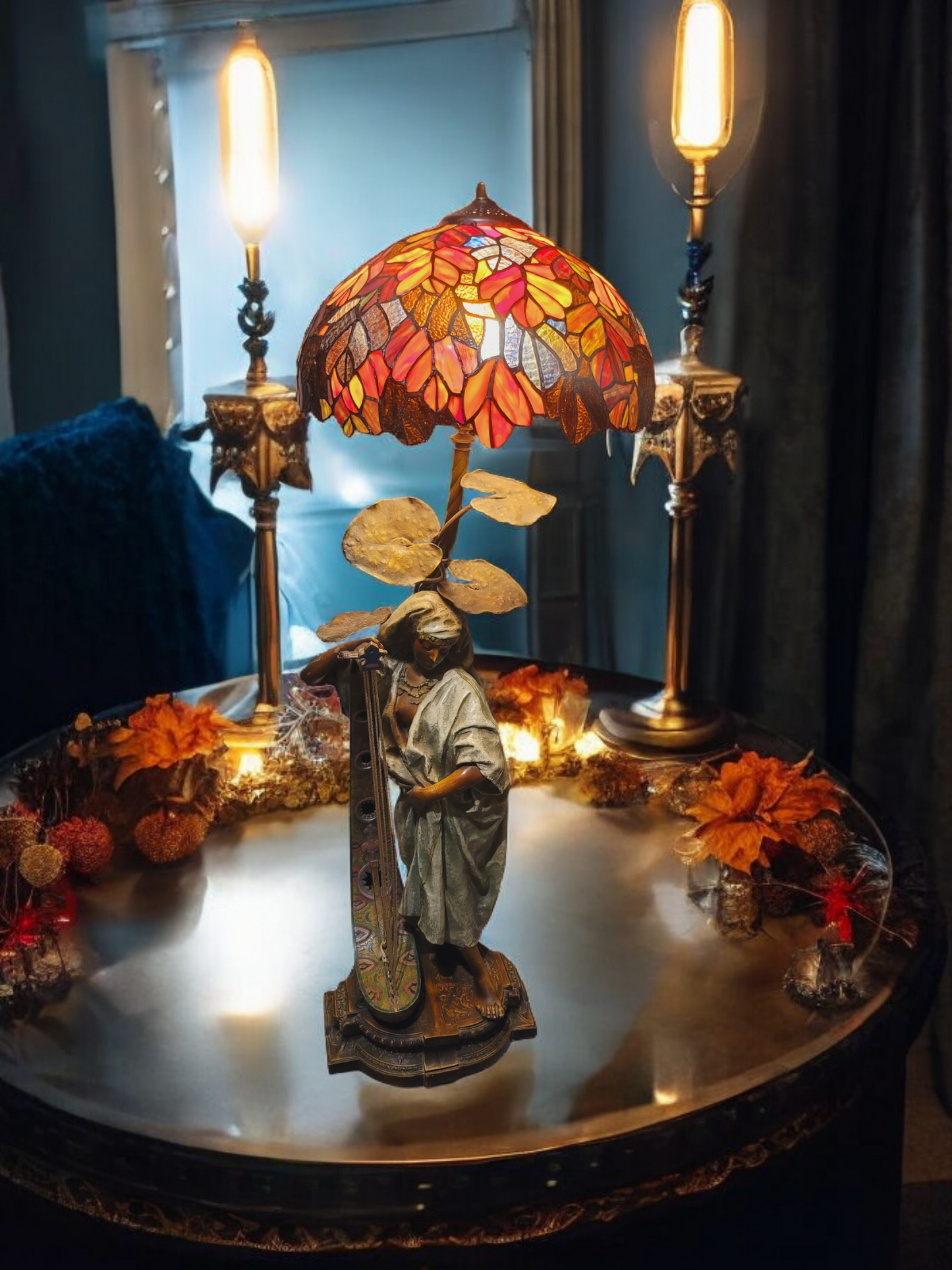 🔱Escultura De Bronce "Jeune Harpiste Arabique" de Louis Hottot - Una Obra Maestra en Venta🔱